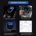 Bluetooth FM Transmitter, IEhotti Big Screen Car Bluetooth Radio Adapter Full FM Car Kit w/3 USB Ports[Fast Charge], HandsFree Calling,Support Bluetooth/U Disk/AUX/TF-Card, Extra 3-in-1 Charging Cable