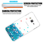 Galaxy Grand Prime Glitter Case, J2 Prime Phone Cases with HD Screen Protector for Girl Woman, Atump Liquid Clear TPU Bumper Back Protective Phone Cases for Samsung Galaxy J2 Prime G530 Blue