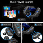 Sumind Wireless Radio Adapter, Car Bluetooth Fm Transmitter, Bluetooth Car Transmitter 1.7 Inch Display, QC3.0/2.4A Dual USB Ports, AUX Output, Mp3 Player with Magnetic Mount and Plate