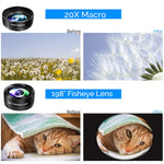 Phone Camera Lens, OYRGCIK 4 in 1 Phone Lens Kit 14X Zoom Telephoto Lens with Telescope, 20X Macro Lens, 120° Wide Angle Lens, 198° Fisheye Lens Compatible with iPhone X XS Max 8 7 Plus Samsung S10