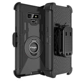 Fingic Samsung Note 9,Note 9 Case for Men,4 in1 Protective Hybrid Cover Shockproof Rugged Phone Case Full Body Kickstand Swivel Belt Clip Holster Case for Samsung Galaxy Note 9, Black