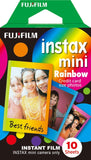 Fujifilm Instax Mini 9 Instant Camera - Flamingo Pink, Fujifilm Instant Mini Rainbow Film, and Fujifilm Instax Groovy Camera Case - Pink