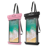 ProCase Universal Waterproof Case Cellphone Dry Bag Pouch for iPhone Xs Max XR XS X 8 7 6S Plus, Galaxy S10 Plus S10 S10e S9+/Note 9, Pixel 3 XL HTC LG Sony Moto up to 6.5" -2 Pack, Pink/Black