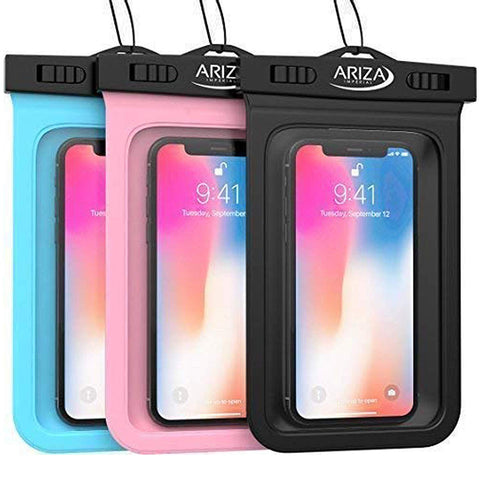 3 Pack Universal Waterproof Pouch Case with Lanyard Strap for iPhone X, 8/7/7 Plus/6S/6/6S Plus, Samsung Galaxy S9/S9 Plus/S8/S8 Plus/Note 8 6 5 4, Google Pixel 2 HTC