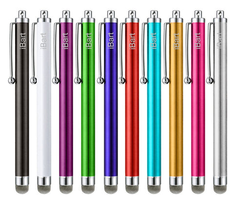 Stylus, iBart Mesh Fiber Tip Series Precision Stylus Pens for Touch Screens Devices, iPhone, iPad, Kindle, Tablet (10 Colors)