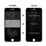 TECHO Privacy Screen Protector for iPhone 8 Plus 7 Plus, Anti Spy 9H Tempered Glass, Edge to Edge Full Cover Screen Protector [Anti-Fingerprint] [Full Coverage] (Black)