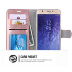 Galaxy J7 2018 Case/J7 V 2nd case/J7 Refine/J7 Star/J7 Aero/J7 Crown/J7 Top/J7 Aura/J7 Eon Case, ERAGLOW Luxury PU Leather Wallet Flip Protective Case Cover for Samsung Galaxy J737 (Rose Gold)
