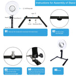 Table Top Photo LED Selfie Ring Light with Desktop Stand for Makeup 8-inch Dimmable 24W 5500K O Circular Beauty Lamp+3" Mirror+Mini Tripod+Phone Clamp,for YouTube Vine Self-Portrait Video Filming