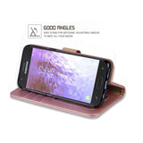 Galaxy J3 Achieve/J3 V 2018/J3 2018/Amp Prime 3 2018/Express Pime 3/J3 Star/Galaxy Sol 3 Case, ERAGLOW Leather Wallet Flip Protective Case Cover with Card Slots and Stand for Samsung J337 (Rose Gold)