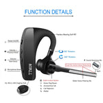 TTMOW Bluetooth Headsets V4.2 Hands Free Wireless Earpiece with Dual Mic Active Noise Cancelling Single Ear Bluetooth Cell Phones Earphone for Driving/Business/Office(Compatible for iOS Android)