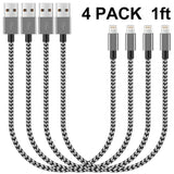 Short iPhone Cable iPhone Charging Cable 4Pack 1FT Braided iPhone Charger Cable Fast Charge and Data Sync Cord for Phone X 8 7 6S 6 Plus Pad 2 3 4 Mini, Pad Pro Air, Pod Nano Touch(Black)