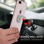 Phone Ring Holder Finger Kickstand - FITFORT 360° Rotation Metal Ring Grip for Magnetic Car Mount Compatible with All Smartphone-Sliver