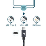 RAMPOW Micro USB Cable Android, [6.5ft] Sync and Fast Charging, Nylon Braided Samsung USB Cable - Android Charger Cable Compatible Samsung Galaxy S7/S6/J7, Moto, Kindle, PS4 and more - Space Gray