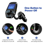 VicTsing Upgraded Bluetooth FM Transmitter for Car, Power Off Switch, Music Player Support USB Flash Drive /Micro SD Card /AUX Input, Wireless Radio Transmitter with 1.44'' Display, Dual USB - Black