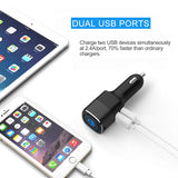 Bluetooth Receiver for Car, ELECWAVE Bluetooth 4.2 Hands-Free Car Kits/Bluetooth Aux Car Audio Adapter with Dual 2.4A USB Port Car Charger, Wireless Car Kits for Home/Car Audio Stereo, 3.5mm AUX Input