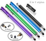 Bargains Depot Capacitive Stylus/Styli 2-in-1 Universal Touch Screen Pen for All Touch Screen Tablets/Cell Phones with 20 Extra Replaceable Soft Rubber Tips (4 Pieces, Black/Blue/Purple/Green)