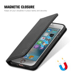 SHIELDON Genuine Leather iPhone 8 Plus Wallet Case Book Flip Cover and [Credit Card Slot] Magnetic Closure Compatible with iPhone 8 Plus / 7 Plus - Black