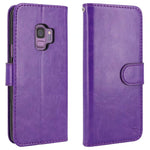 LK Case for Galaxy S9,[Wrist Strap] Luxury PU Leather Wallet Flip Protective Case Cover with Card Slots and Stand for Samsung Galaxy S9 (Purple)