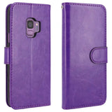 LK Case for Galaxy S9,[Wrist Strap] Luxury PU Leather Wallet Flip Protective Case Cover with Card Slots and Stand for Samsung Galaxy S9 (Purple)