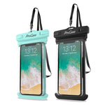 ProCase Universal Waterproof Case Cellphone Dry Bag Pouch for iPhone Xs Max XR XS X 8 7 6S Plus, Galaxy S10 Plus S10 S10e S9/Note 9, Pixel 3 XL HTC LG Sony Moto up to 6.5" -2 Pack, Green/Black