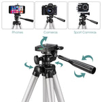 Eocean Tripod, 50-inch Video Tripod for Cellphone and Camera, Universal Tripod with Wireless Remote & Cellphone Holder Mount, Compatible with iPhone Xs/Xr/Xs Max/X/8/Galaxy Note 9/S9/Huawei/Google