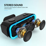 DOSS SoundBox Pro Portable Wireless Bluetooth Speaker V4.2 with 20W Stereo Sound, Active Extra Bass, Wireless Stereo Paring, Multiple Colors Lights, Waterproof IPX5, 10 Hrs Battery Life - Black