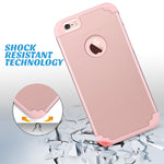 ULAK iPhone 6S Case, iPhone 6 Case, Slim Fit Dual Layer Soft Silicone & Hard Back Cover Bumper Protective Shock-Absorption & Skid-Proof Anti-Scratch Case for Apple iPhone 6 / 6S 4.7 inch- Rose Gold
