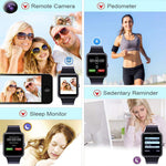 Smart Watch,Bluetooth Smartwatch Touch Screen Wrist Watch with Camera/SIM Card Slot,Waterproof Smart Watch Sports Fitness Tracker Android Phone Watch Compatible with Android Phones Samsung (Black)