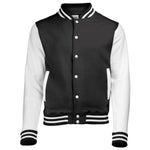 AWDis Hoods Varsity Letterman jacket Jet Black / White XS