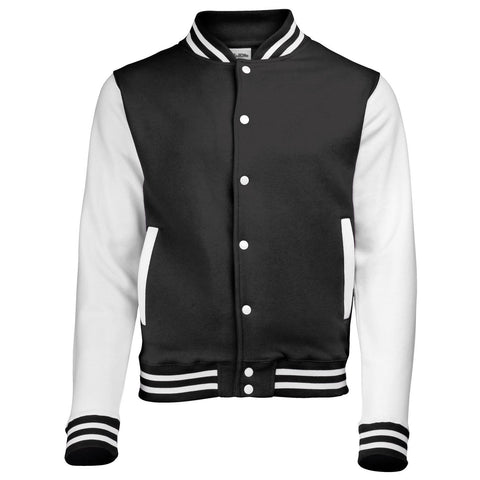 AWDis Hoods Varsity Letterman jacket Jet Black / White XS