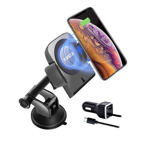 ROBOQI Automatic Wireless Car Charger, Qi-Certified Robotic Car Mount, Air Vent Phone Holder with Contact Sensor, Compatible with iPhone Xs/XS MAX/XR/X/8/8 + & Samsung Galaxy Note 9/S9/S8.
