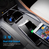 Criacr Bluetooth FM Transmitter, Wireless Bluetooth Radio Adapter Car Charger with Hands-Free Calling, 5V / 3.4A Dual USB Charging Port, for All Smartphones. (Silver)