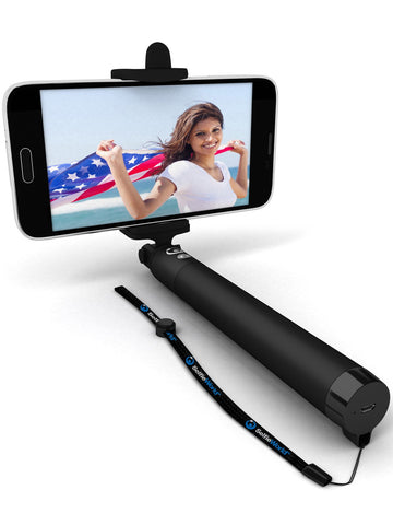 Premium 5-in-1 Bluetooth Selfie Stick for iPhone X XR XS 10 8 7 6 5, Samsung Galaxy S10 S9 S8 S7 S6 S5, Android - Selfie Sticks (Powered by USA Technology) Requires No Apps No Batteries No Downloads