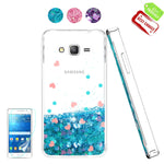 Galaxy Grand Prime Glitter Case, J2 Prime Phone Cases with HD Screen Protector for Girl Woman, Atump Liquid Clear TPU Bumper Back Protective Phone Cases for Samsung Galaxy J2 Prime G530 Blue