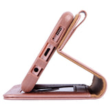 Arae Case Compatible for Samsung Galaxy s7 Edge, [Wrist Strap] Flip Folio [Kickstand Feature] PU Leather Wallet case with ID&Credit Card Pockets (Rosegold)