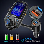 Nulaxy KM18 [Upgraded Version] Car Bluetooth FM Transmitter, 1.8" Color Screen Wireless Radio Adapter with QC3.0 & 5V/2.4A Charging, Handsfree Call, Support TF Card, Aux Play, EQ Modes