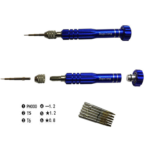 Dogxiong 6in1 Torx T5 T6 Phillips Slot Type 0.8mm 1.2mm Pentalobe 5 Point Star Repair Magnetic Screwdriver Open Tool kit for MacBook Pro Retina Air iPad iPhone X XR XS Max 6S 7 8 Plus iPod Laptop