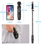 Eocean 40-inch Selfie Stick Tripod, Extendable Selfie Stick Tripod Stand with Wireless Remote, Compatible with iPhone Xs/Xr/Xs Max/X/8/8 Plus/Samsung Galaxy Note 9/S9/Huawei/Honor/Google and More