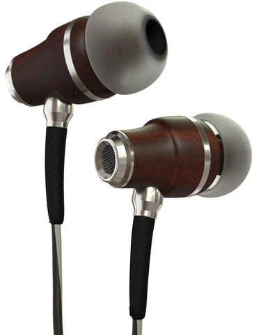Symphonized NRG 3.0 Earbuds Headphones, Wood In-ear Noise-isolating Earphones, Balanced Bass Driven Sound with Mic & Volume Control (Black Night & Hazy Gray)