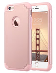 ULAK iPhone 6S Case, iPhone 6 Case, Slim Fit Dual Layer Soft Silicone & Hard Back Cover Bumper Protective Shock-Absorption & Skid-Proof Anti-Scratch Case for Apple iPhone 6 / 6S 4.7 inch- Rose Gold