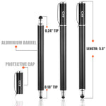 Bargains Depot Capacitive Stylus/Styli 2-in-1 Universal Touch Screen Pen for All Touch Screen Tablets/Cell Phones with 20 Extra Replaceable Soft Rubber Tips (4 Pieces, Black/Blue/Purple/Green)
