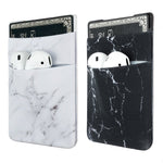Two Pack Phone Card Holder uCOLOR Stretchy Lycra Wallet Pocket Credit Card ID Case Pouch Sleeve 3M Adhesive Sticker on iPhone Samsung Galaxy Android Smartphones (Black White Marble)