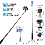 Bluetooth Selfie Stick with Tripod, Remote 59Inch MFW Extendable Monopod with Tripod Stand for iPhone X/XS max/XR/XS/8/7/6/Plus,Tablet,Samsung S7/S8/S9,Android,GoPro Cameras