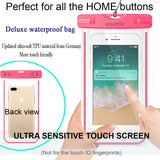 Universal Waterproof Phone Pouch, Large Phone Waterproof Case Underwater Dry Bag for iPhone X,Xs XR XS MAX, 8, 7, 6 Plus, SE, Galaxy S9+ S8+ S7 S6 LG with Case,Soft TPU Pouch for all Home Button, Pink