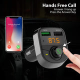 Bluetooth FM Transmitter for Car,Hands-Free Call Adapter,QC3.0 USB Fast Charger & USB Flash Reader Compatible for iPhone,Samsung,Most Smartphone