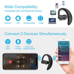 YUWISS Bluetooth Headset [36Hrs Playtime, 2 Batteries, V4.2] Wireless Bluetooth Earpiece for Cell Phone Noise Canceling Car Earbuds Headphones with Mic Compatible with iPhone Samsung Android (Black)