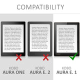 kwmobile Case for Kobo Aura Edition 1 - Book Style PU Leather Protective e-Reader Cover Folio Case - White/Black