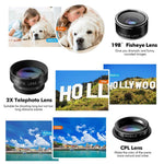 Phone-Lens-Kit with Tripod+Remote Shutter,6 in 1 Camera Lens for iPhone-18X Telephoto Lens+Wide Angle& Macro Lens+Fisheye+2X Lens+CPL, for Most Smart-Phone