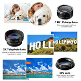 Phone-Lens-Kit with Tripod+Remote Shutter,6 in 1 Camera Lens for iPhone-18X Telephoto Lens+Wide Angle& Macro Lens+Fisheye+2X Lens+CPL, for Most Smart-Phone