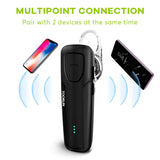 TOORUN Bluetooth Headset 10 Hours Playing Time with Voice Reminder and Noise Cancelling Mic Compatible with Android and iOS Smart Phones-Black